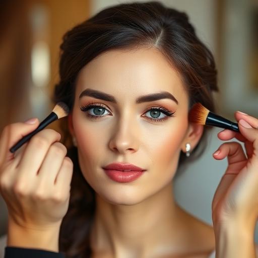A bride getting her foundation applied professionally for her wedding day